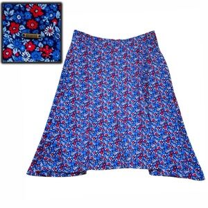 Asymmetrical Floral Print Knee Length Skirt